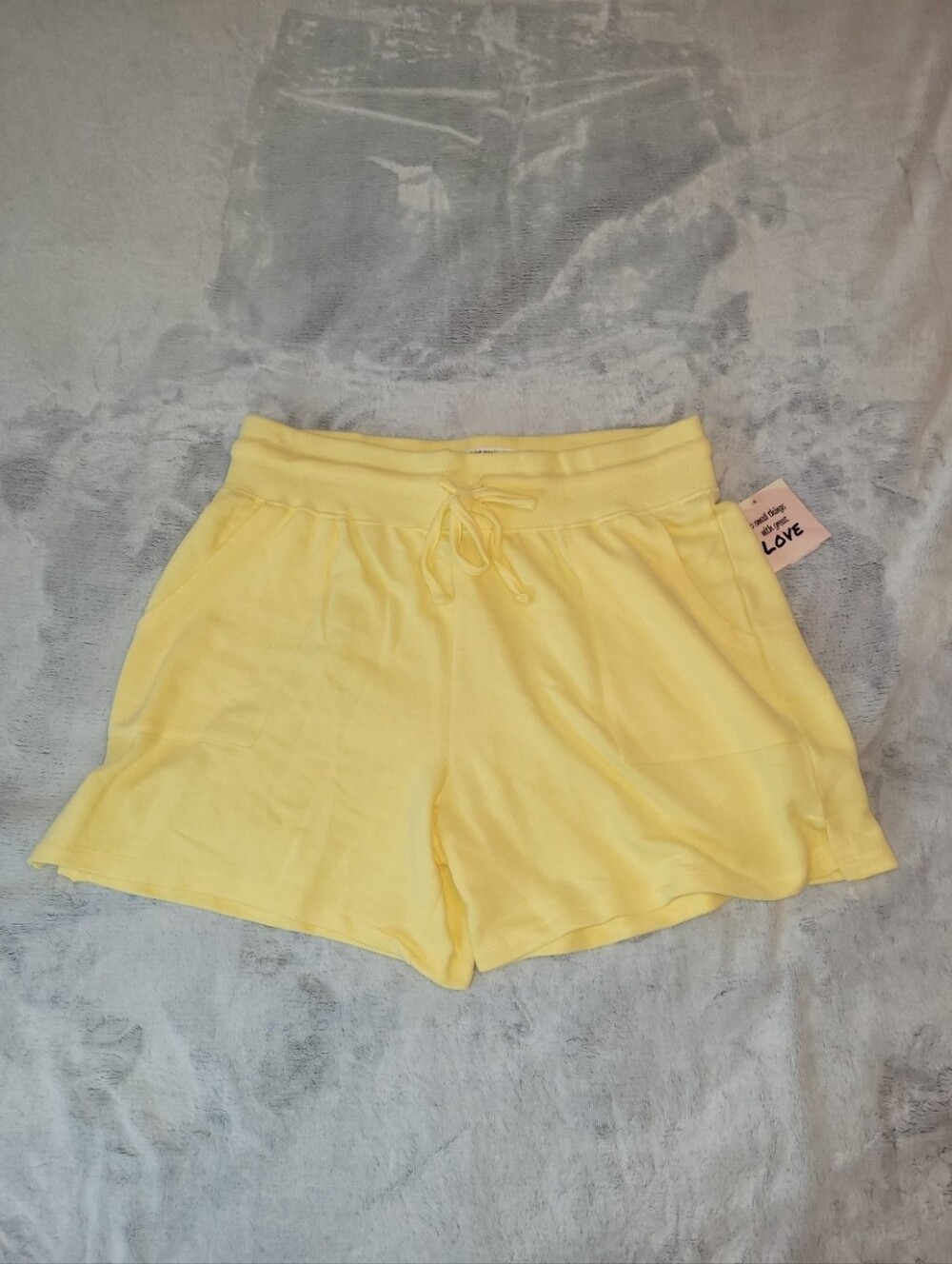 The Sweatshirt Project Womens Plus Size 1X Yellow Shorts Pockets Elastic Waist